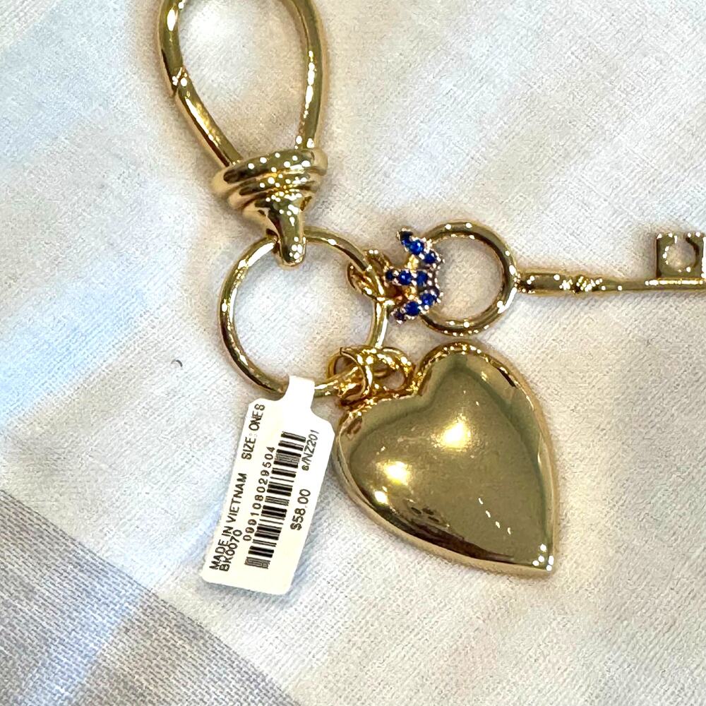 Madewell Key Cluster Bag Charm Enamel Heart Bright Polished Gold One Size NWT - Picture 6 of 7